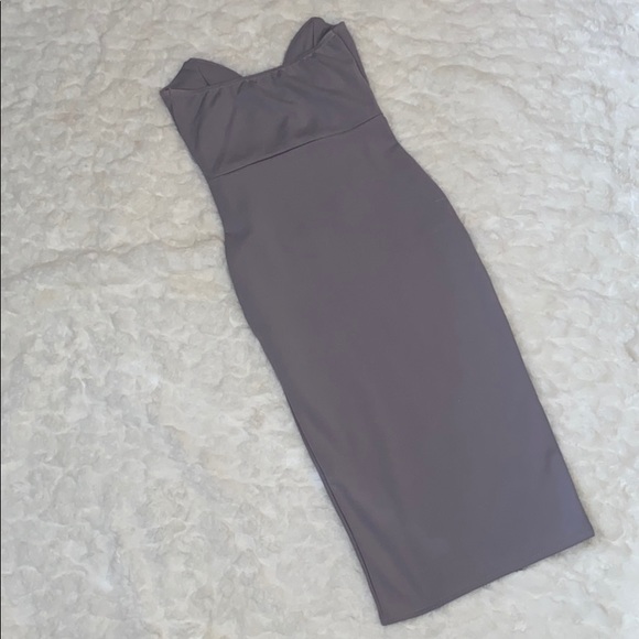 Missguided - Grey Scuba Plunge Bandeau Midi dress - Picture 3 of 3